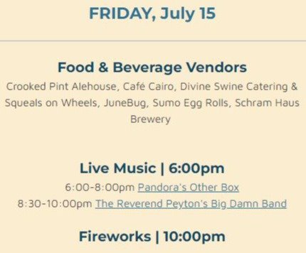 Friday list of events