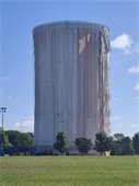 Chaska Water Tower during painting process