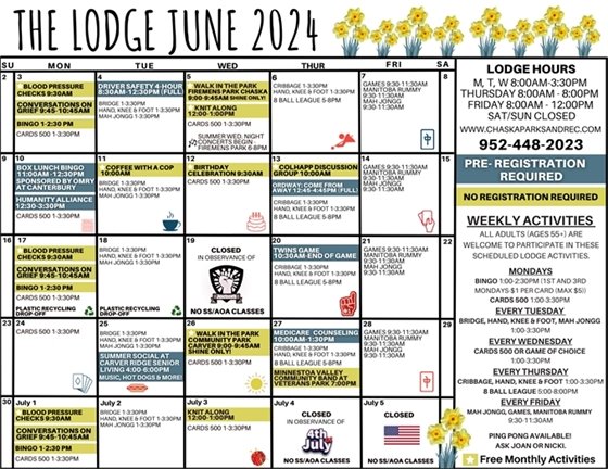 Image of Lodge 2024 June Calendar