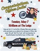 Coffee with a Cop for Officer Julie on Tuesday, May 7 at 10am.  