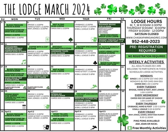Image of the March Lodge 2024 Calendar