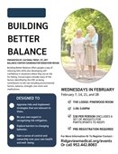 Building Better Balance: Fall Prevention Workshop by Ridgeview on Wednesdays, February 7-28.