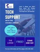 Tech Help at The Lodge on Thursday, June 26 at 9:30-11:30am at The Lodge.