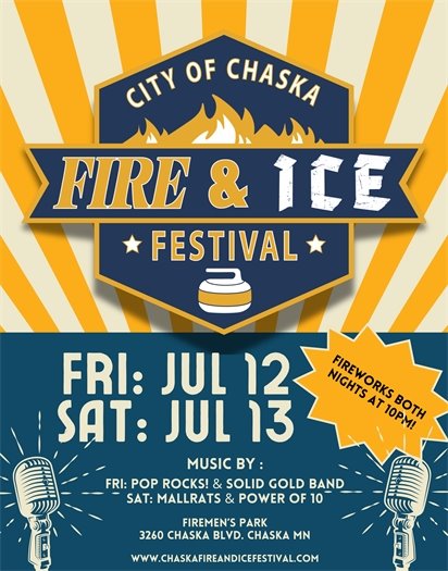 Fire and Ice Festival- Friday and Saturday, July 12 and 13 at Chaska Firemen's Park