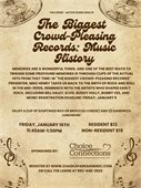 The Biggest Crowd Pleasing Records Music History on Friday, January 16 from 11:45am-1:30pm.  Pre-register. 