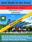 Walk in the Park on June 7 at Community Park - Carver from 9-9:45am