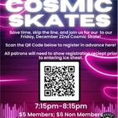 Cosmic Skate- Friday, December 22, 7:15-8:15pm at the Chaska Community Center
