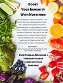 Flyer on Boost your Immunity with Nutrition on November 1 at 10 am at CCC