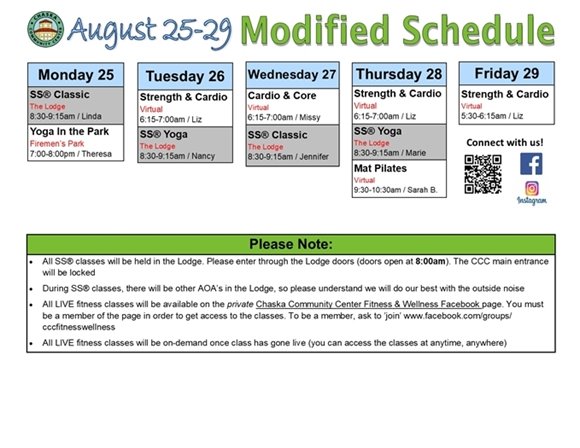 Shut Down Group Fitness Schedule