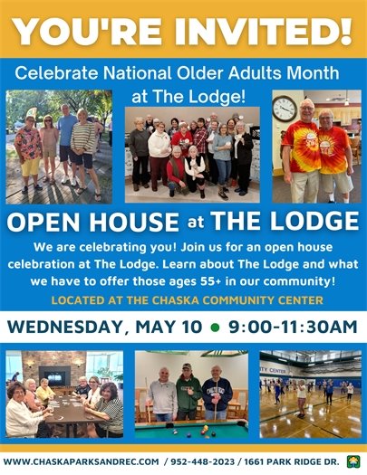 Lodge Open House on Wednesday, May 10 from 9:00-11:30am.