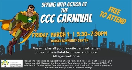 Spring Carnival at the Chaska Community Center, Friday March 1, 5:30-7:30pm