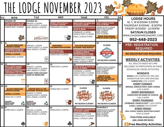 Image of 2023 Lodge November Calendar
