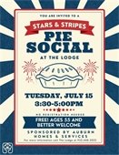 Stars & Stripes Pie Social on Tuesday, July 15 from 3:30-5:00pm at The Lodge. Free!