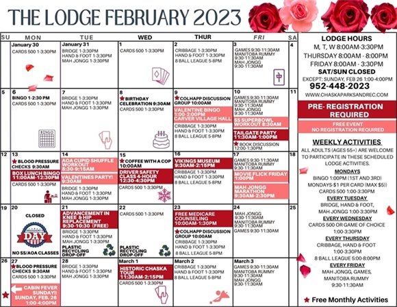 Image of February Lodge Calendar 2023