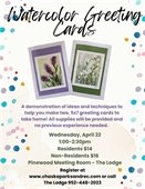 Watercolor Greeting Card Painting Class on Wednesday, March 22 at 1:00pm.  Pre-register!