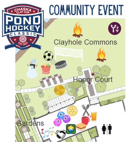 Pond Hockey Community Event, Saturday, January 28, 10:00am-4:00pm- inside and outside activities