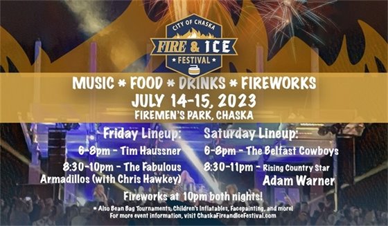 Fire & Ice Community Festival, Friday July 14 & 15, Firemens  Park, 