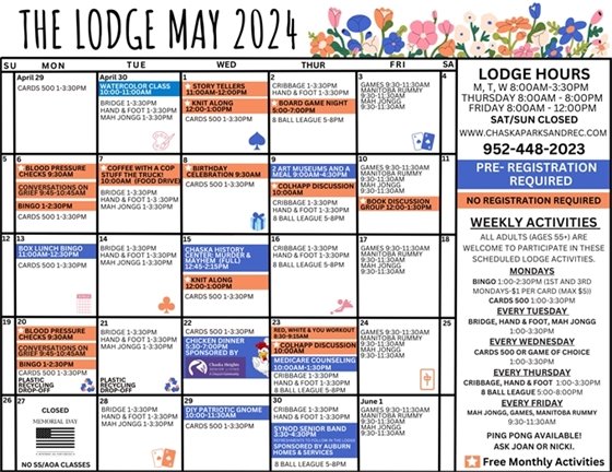 Image of the Lodge May 2024 Calendar