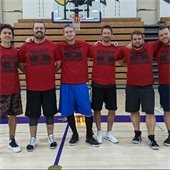 Group of adult basketball players