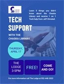 Tech help at The Lodge on Thursday, April 17 from 3:00-5:00pm. Free!