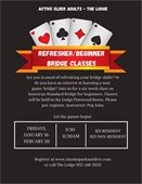 Refresher/Beginner Bridge begins on Friday, January 16. Register Now!
