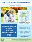 Powerful Tools for Caregivers Presentation on Tuesday, July 11 at 9:30am.  Please pre-register.