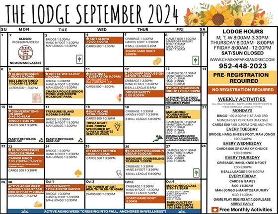 Image of September 2024 Lodge Calendar