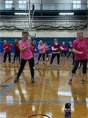 Image of people exercising at the Cupid Shuffle Workout at the Chaska Community Center.