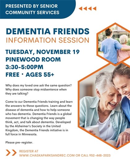 Dementia Friends Information Session, Tuesday, November 19, 3:30-5:00pm