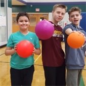 Boys playing Dodgeball