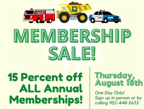 Membership Sale- One Day Only- Thursday, August 18