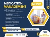 Medication Management Session on Wednesday, November 5 at 10:00-11:15am, FREE!
