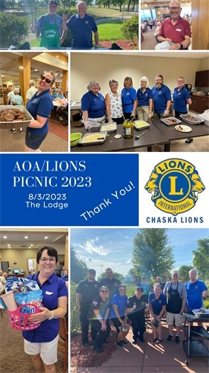 Pic Collage for the AOA/Lions Club Picnic on Thursday, August 3.