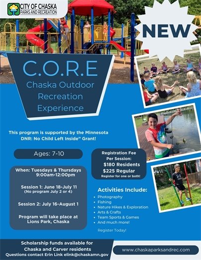New Program: C.O.R.E.- Chaska Outdoor Recreation Experience- begins June 18