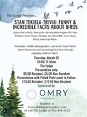 Naturalist Stan Tekiela presents on Birds on Thursday, March 26 from 10am-11:30am.  Please pre-register.  