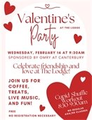 Valentine's Party on Wednesday, February 14 at 9:30am.  FREE! No registration needed.