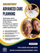 Advanced Care Planning Information Session on Wednesday, April 2 at 10:00 AM.  Please pre-register!