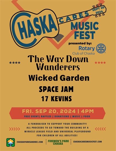 Chaska Cares Music Fest- Friday, September 20; 4:00PM; Chaska Firemen's Park
