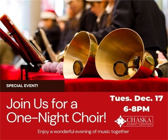 Join us for a One-Night Choir, Tuesday December 17th, 6-8pm, a free community event
