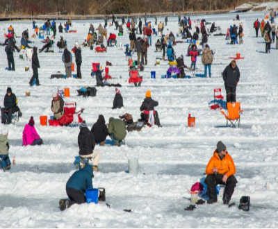 Participants in the Chaska Ice Fishing Contest on Firemen's Lake